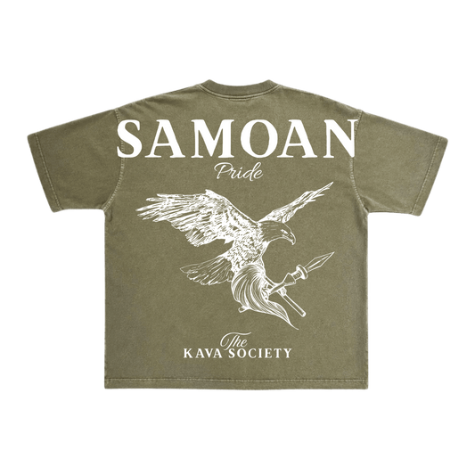 Washed Olive Green Vintage Box T (Village Line)