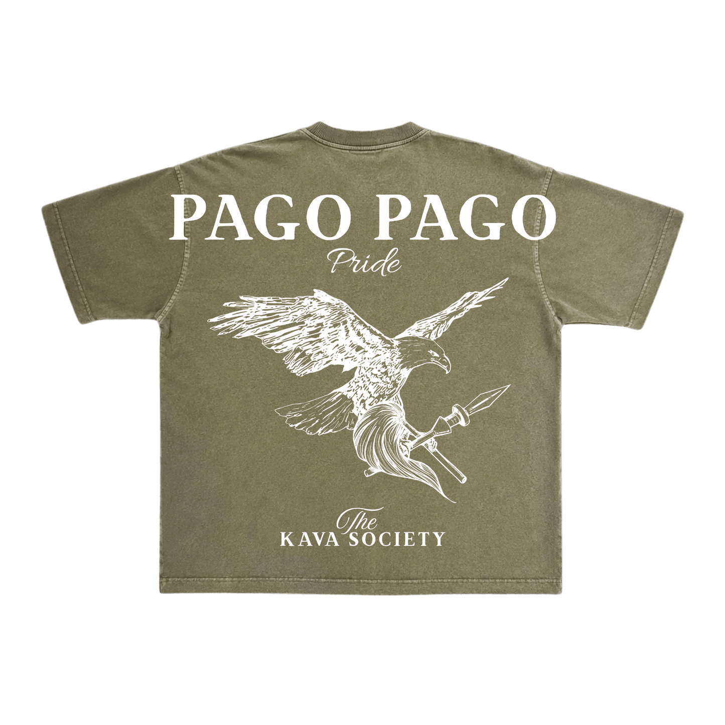 Washed Olive Green Vintage Box T (Village Line)