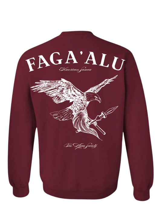 Faga'alu Crewneck (White on Burgundy)- PRE ORDER